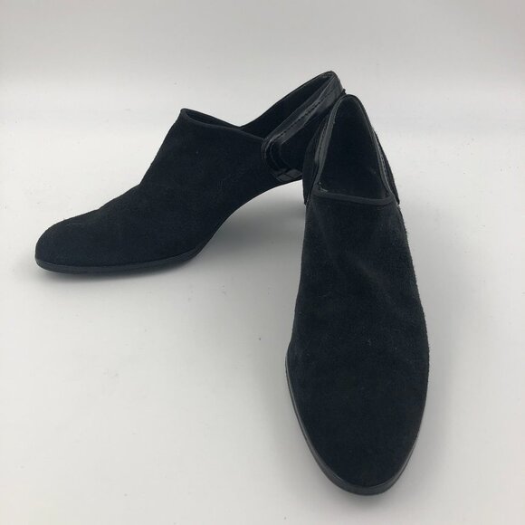 STUART WEITZMAN 'Standdap' Black Suede & Patent Leather Dress BootieUS 8M